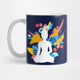 White Budda with Colorful Energy Mug